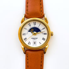 Load image into Gallery viewer, Vintage Constant Sun &amp; Moon Phase Quartz Watch with Light Brown Leather Strap
