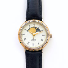 Load image into Gallery viewer, Vintage Ladies&#39; Namaste Moon Phase Quartz Watch with Black Leather Strap
