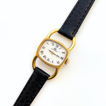 Load image into Gallery viewer, Rare Vintage Gold-Plated Bucherer Mechanical Dress Watch with Black Leather Strap
