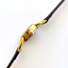 Load image into Gallery viewer, Rare Vintage Gold-Plated Bucherer Mechanical Dress Watch with Black Leather Strap
