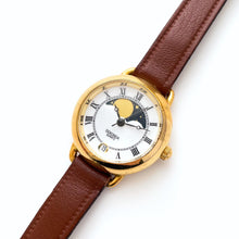 Load image into Gallery viewer, Vintage Ladies&#39; Sekonda Moon Phase Quartz Watch with Brown Leather Strap
