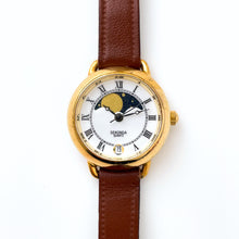 Load image into Gallery viewer, Vintage Ladies&#39; Sekonda Moon Phase Quartz Watch with Brown Leather Strap
