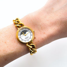 Load image into Gallery viewer, Vintage Ladies&#39; Gold-Plated Next Sun &amp; Moon Quartz Watch with Curb Chain Bracelet
