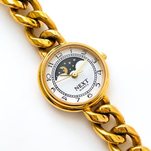 Load image into Gallery viewer, Vintage Ladies&#39; Gold-Plated Next Sun &amp; Moon Quartz Watch with Curb Chain Bracelet
