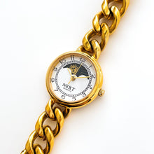 Load image into Gallery viewer, Vintage Ladies&#39; Gold-Plated Next Sun &amp; Moon Quartz Watch with Curb Chain Bracelet
