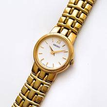 Load image into Gallery viewer, Vintage 1990s Gold-Plated Ladies&#39; Seiko Quartz Watch with Round White Dial
