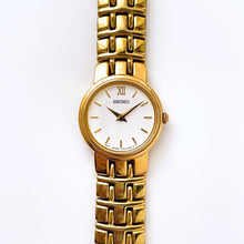 Load image into Gallery viewer, Vintage 1990s Gold-Plated Ladies&#39; Seiko Quartz Watch with Round White Dial
