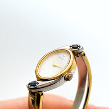 Load image into Gallery viewer, Very Rare 1990s Two-Tone Seiko Articulated Bangle Quartz Watch with White Dial and Crystal-Set Bezel
