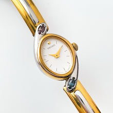 Load image into Gallery viewer, Very Rare 1990s Two-Tone Seiko Articulated Bangle Quartz Watch with White Dial and Crystal-Set Bezel
