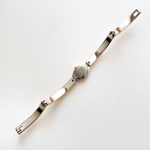 Load image into Gallery viewer, Very Rare 1990s Two-Tone Seiko Articulated Bangle Quartz Watch with White Dial and Crystal-Set Bezel
