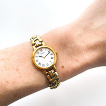 Load image into Gallery viewer, Vintage 1990s Gold-Plated Ladies&#39; Seiko Quartz Watch with Round White Dial and Roman Numerals
