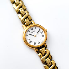 Load image into Gallery viewer, Vintage 1990s Gold-Plated Ladies&#39; Seiko Quartz Watch with Round White Dial and Roman Numerals
