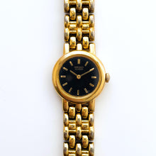 Load image into Gallery viewer, Vintage 1990s Gold-Plated Ladies&#39; Seiko Quartz Watch with Round Black Dial
