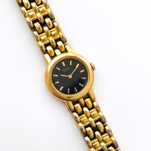 Load image into Gallery viewer, Vintage 1990s Gold-Plated Ladies&#39; Seiko Quartz Watch with Round Black Dial
