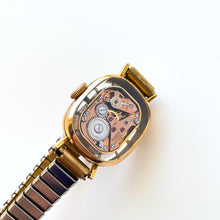 Load image into Gallery viewer, Vintage Ladies&#39; Gold-Plated Bucherer Mechanical Watch with Green Dial and Skeleton Case Back
