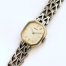 Load image into Gallery viewer, Vintage 1970s Silver-Tone Seiko Ladies&#39; Mechanical Watch with Octagon Dial and Intricate Bracelet
