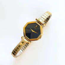 Load image into Gallery viewer, Vintage 1980 Gold-Plated Ladies&#39; Seiko Quartz Watch With Dark Blue Dial and Expanding Bracelet
