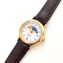 Load image into Gallery viewer, Vintage Ladies&#39; Accurist Moon Phase Quartz Watch with Black Leather Strap
