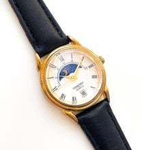 Load image into Gallery viewer, Vintage Ladies&#39; Constant Sun &amp; Moon Phase Quartz Watch with Black Leather Strap - Boxed
