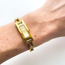 Load image into Gallery viewer, Vintage Ladies&#39; 90s Gucci 3900L Quartz Watch with Textured Rectangular Gold Dial
