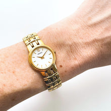 Load image into Gallery viewer, Vintage 1990s Gold-Plated Ladies&#39; Seiko Quartz Watch with Round White Dial
