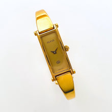 Load image into Gallery viewer, Vintage Ladies&#39; Gold-Plated Gucci 1500 Bangle Quartz Watch with Gold Rectangular Dial - Boxed
