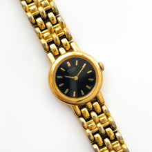 Load image into Gallery viewer, Vintage 1990s Gold-Plated Ladies&#39; Seiko Quartz Watch with Round Black Dial
