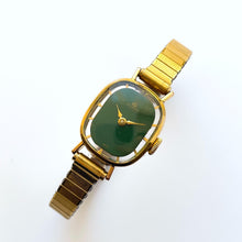 Load image into Gallery viewer, Vintage Ladies&#39; Gold-Plated Bucherer Mechanical Watch with Green Dial and Skeleton Case Back
