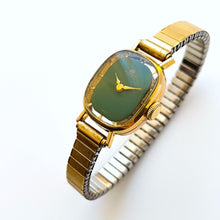 Load image into Gallery viewer, Vintage Ladies&#39; Gold-Plated Bucherer Mechanical Watch with Green Dial and Skeleton Case Back
