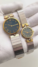 Load and play video in Gallery viewer, Vintage Two-Tone Christian Dior Ladies&#39; Quartz Watch with Round Metallic Blue Dial
