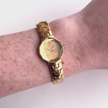 Load and play video in Gallery viewer, Very Rare 1990s Gold-Plated Lassale (Seiko) Quartz Watch with Gold Dial and Faceted Crystal
