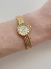 Load and play video in Gallery viewer, PRE-ORDER - Elegant 24k Gold-Plated Ladies&#39; Quartz Watch with Small Round Dial and Faceted Glass
