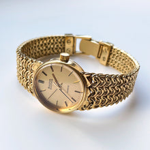 Load image into Gallery viewer, 1978 Gold-Plated Ladies&#39; Bulova Accutron Quartz Watch With Braided Mesh Bracelet
