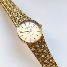 Load image into Gallery viewer, 1978 Gold-Plated Ladies&#39; Bulova Accutron Quartz Watch With Braided Mesh Bracelet
