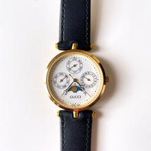 Load image into Gallery viewer, Very Rare Unisex 90s Gucci Moonphase Quartz Watch with Three Sub-Dials
