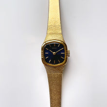 Load image into Gallery viewer, 1970s Gold-Tone Seiko Mechanical Watch with Metallic Blue Dial
