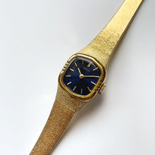 Load image into Gallery viewer, 1970s Gold-Tone Seiko Mechanical Watch with Metallic Blue Dial
