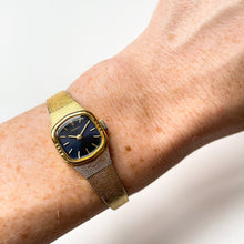 Load image into Gallery viewer, 1970s Gold-Tone Seiko Mechanical Watch with Metallic Blue Dial
