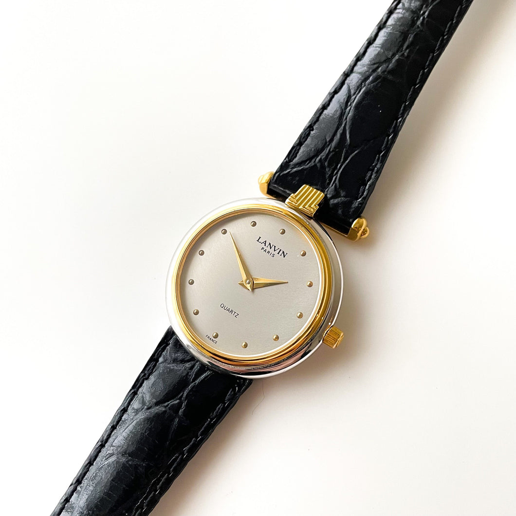 Vintage Ladies' Lanvin Watch with Black Leather Strap