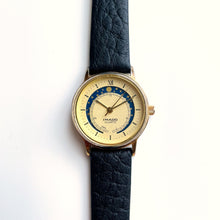 Load image into Gallery viewer, Vintage Ladies&#39; Imado Moon Phase Watch with Black Leather Strap
