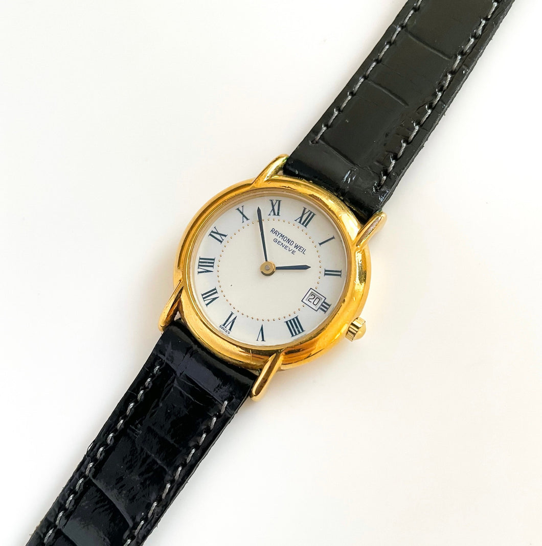 Ladies' Gold-Plated Raymond Weil Quartz Watch with Leather Strap