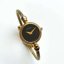 Load image into Gallery viewer, Vintage Ladies&#39; Gold-Tone Gucci Bangle Quartz Watch with Black Dial
