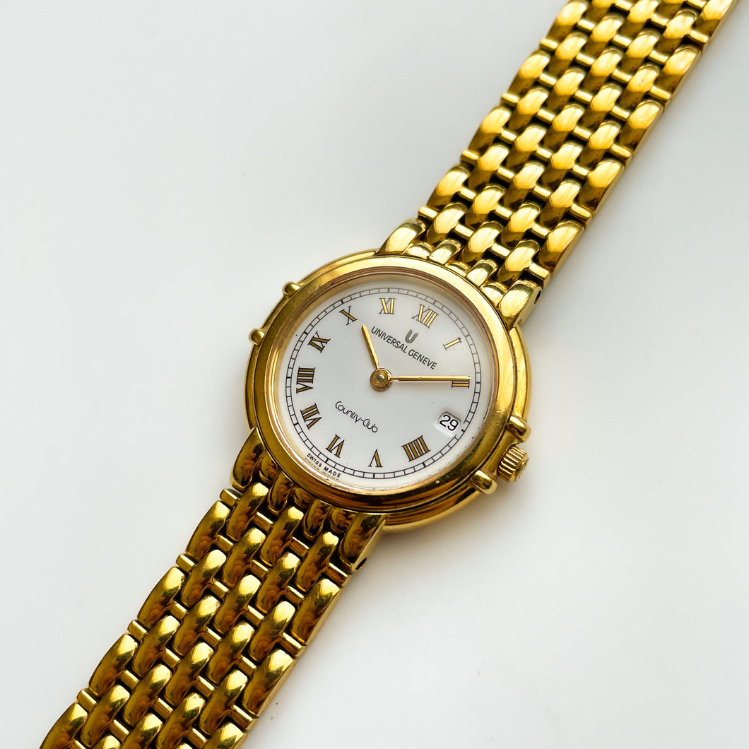 Vintage Ladies' 1990s Gold-Plated Universal Genève Country-Club Quartz Watch