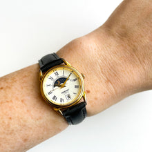 Load image into Gallery viewer, Vintage Constant Sun &amp; Moon Phase Watch with Black Leather Strap
