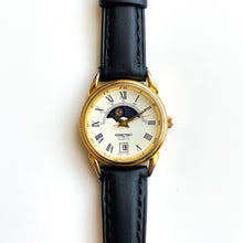 Load image into Gallery viewer, Vintage Constant Sun &amp; Moon Phase Watch with Black Leather Strap
