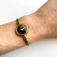 Load image into Gallery viewer, Vintage Ladies&#39; Gold-Tone Gucci Bangle Quartz Watch with Black Dial
