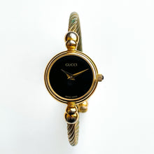 Load image into Gallery viewer, Vintage Ladies&#39; Gold-Tone Gucci Bangle Quartz Watch with Black Dial
