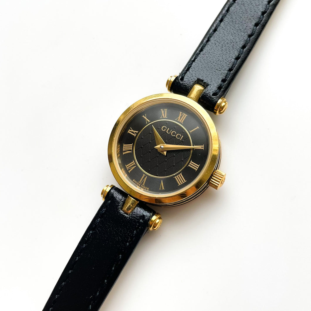 Vintage 1990 Ladies' Gucci Stack Watch with Black Dial