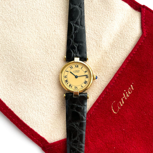 Cartier Must Vendome Vermeil - Gold-Plated Silver 925 with Champagne Dial