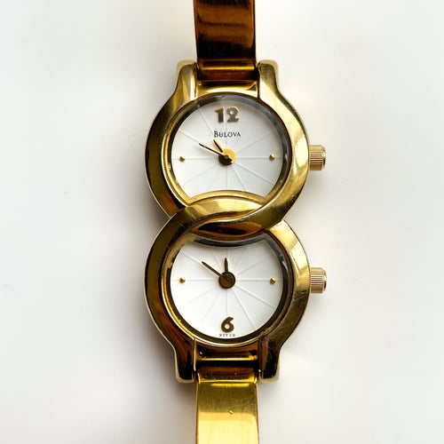 1999 Gold-Plated Ladies' Bulova Quartz Watch With Dual Dial